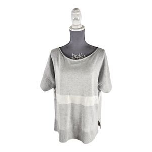Lafayette 148 NY Sequin Stripe Knit Top Cotton Linen Sweater L